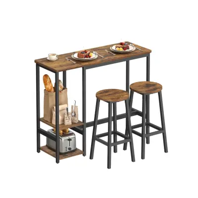 Set barskog stola s 2 barske stolice 40x110x90 cm smeđa