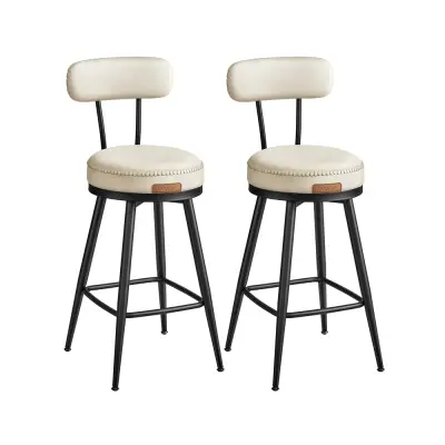 Set barskih stolica s naslonom, rotirajuće, 54x54x91 cm, bijela