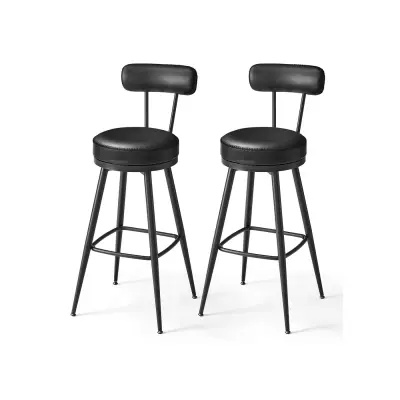 Set 2 barskih stolica 57x57x101 cm Crna