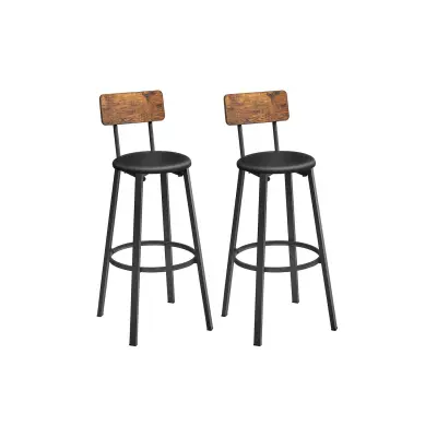 Set 2 barskih stolica 39x39x100 cm smeđa crna
