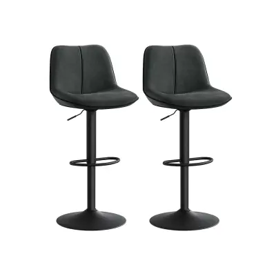 Set barskih stolica podesivih, rotirajućih, kuhinjski stolci 49,5x45x88,5 cm sivi