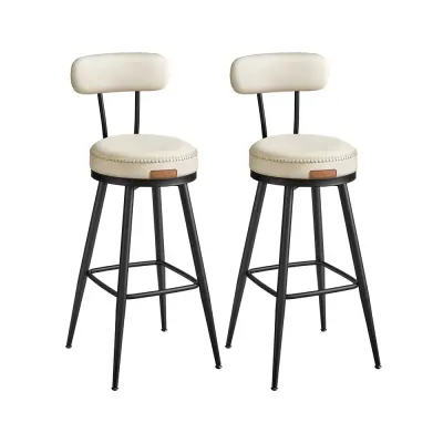 Set barskih stolica s naslonom, rotirajuće, 57x57x101 cm, bijela