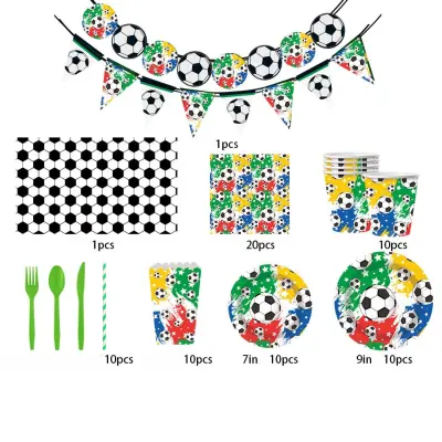 11-dijelni set za nogometnu zabavu – tirkizno za ~10 gostiju