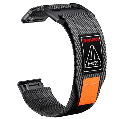 Remen od tkanog najlona 26 mm s brzim otpuštanjem za Garmin satove Crna+Siva