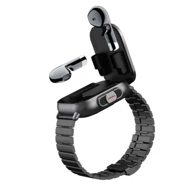 2-u-1 TWS pametni sat s magnetnim kućištem za punjenje i Bluetooth 5.3 Black