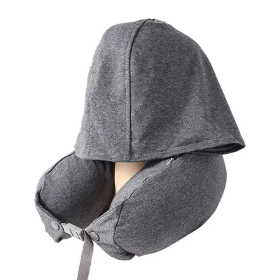 Kapuljačasti U-oblikovani jastuk s mikroperlicama — 360° potpora DarkGrey