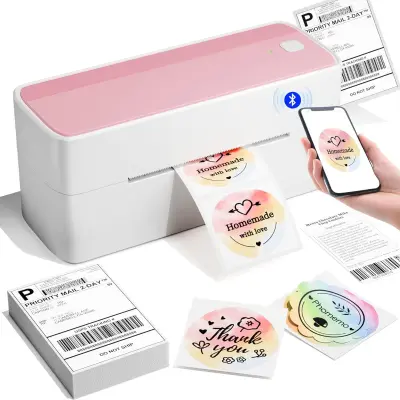 Bluetooth termalni pisač etiketa 203dpi, 150mm/s, 108mm širine White+Pink