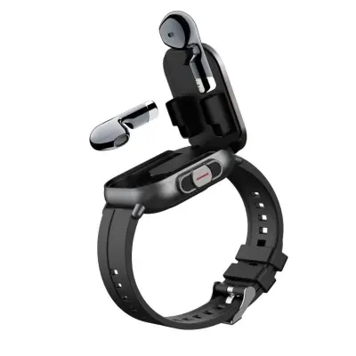 2-u-1 TWS pametni sat s 2.01 inch TFT, NFC i magnetskim kućištem Black