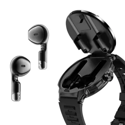2-u-1 TWS pametni sat sa slušalicama, Bluetooth 5.3 i NFC Black