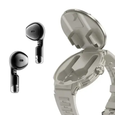 2-u-1 TWS pametni sat sa slušalicama, Bluetooth 5.3 i NFC Silver
