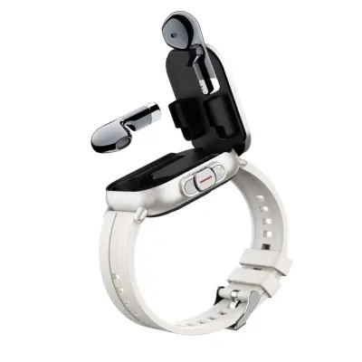 2-u-1 TWS pametni sat s 2.01 inch TFT, NFC i magnetskim kućištem Silver