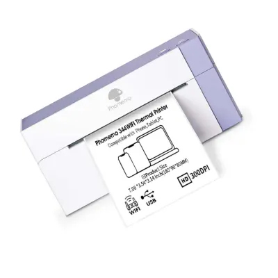 WiFi termo etiketni pisač 300dpi, WiFi i Bluetooth, 108mm white + purple