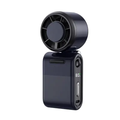 3-u-1 sklopivi ručni ventilator, USB punjiv, digitalni zaslon Black
