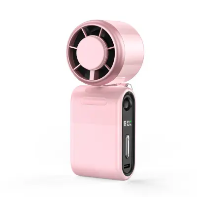 3-u-1 sklopivi ručni ventilator, USB punjiv, digitalni zaslon Pink