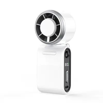3-u-1 sklopivi ručni ventilator, USB punjiv, digitalni zaslon White