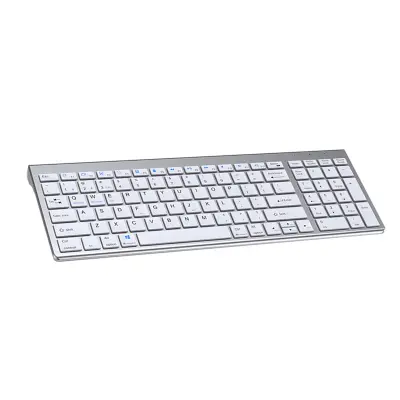 Bežična tipkovnica Bluetooth 5.0/3.0 s 2u1 USB/Type-C prijamnikom Silver+White