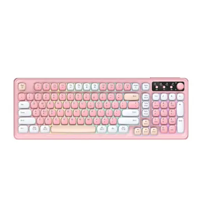 99-tipkovnica s RGB osvjetljenjem, gumbom za glasnoću i Type-C kabelom Pink + White
