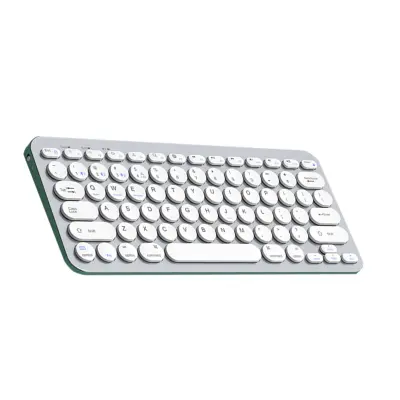 Dual-mode bežična tipkovnica — 78 tipki, škare, punjiva, Bluetooth Silver+White