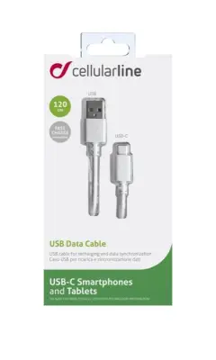 Otvorena ambalaža - CELLULARLINE PODATKOVNI KABEL TYPE-C 120 CM