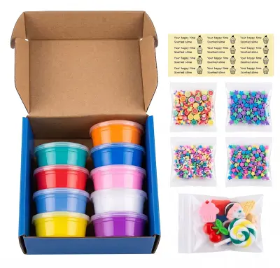 Super glineni slime za djecu (9 kom) | Mekani netoksični slime protiv stresa, kreativna šarena glina za igru, 9 kom | CLAYFUN