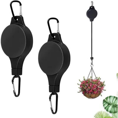 Povlačni kolotur za biljke 2-kom, podesivi s karabinom, 90cm Black