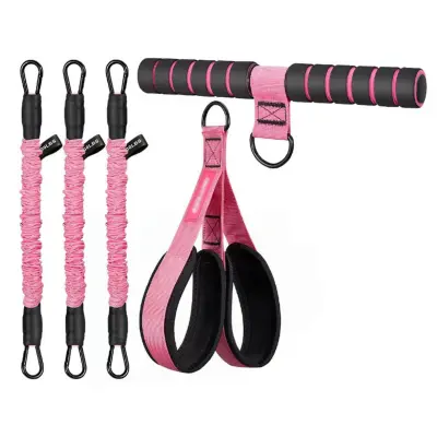 Napredni set pedala s elastičnim trakama za toniranje nogu Pink