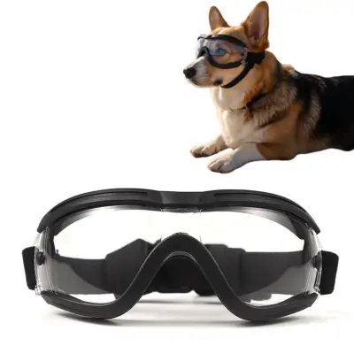 Zaštitne pasje UV naočale s UV400, podesivi remen, TPU uložak Black
