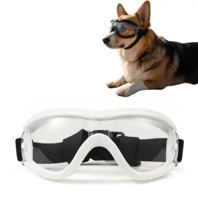 Zaštitne pasje UV naočale s UV400, podesivi remen, TPU uložak White