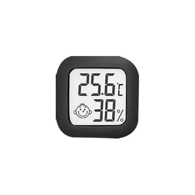 Mini mjerač temperature i vlage s osmijehom — prikaz u stvarnom vremenu Black