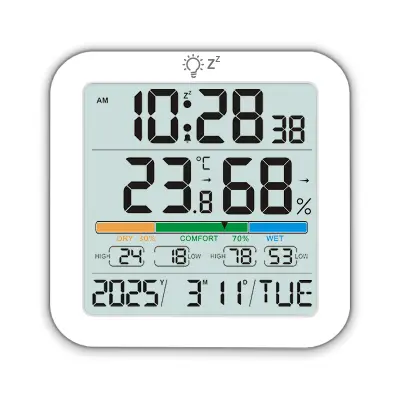 Veliki LCD digitalni termometar i higrometar s satom