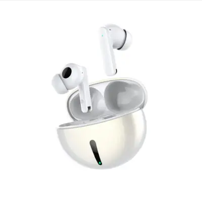 G6 TWS bežične Bluetooth slušalice s ANC uklanjanjem buke i metalik završnom obradom - stereo zvuk, kompatibilne s iPhone i Androidom Bijela