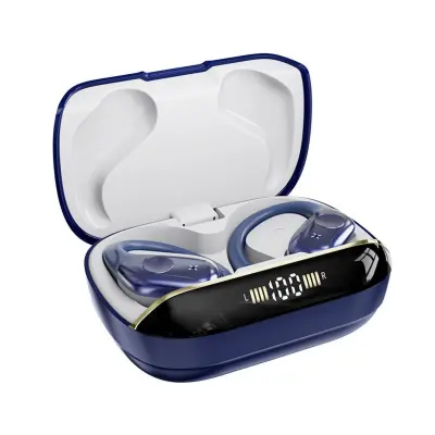 DN sportske bežične Bluetooth slušalice s kukicom za uho T12DNS - Bluetooth 6.0, baterija 480ah, ergonomsko sigurno prianjanje Tamno plava