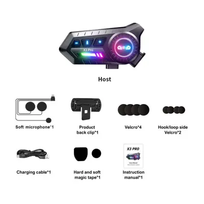 Motoristički Bluetooth headset IP67, Bluetooth 6.0, RGB osvjetljenje
