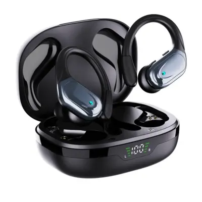 Bežične TWS slušalice s ušnom kukom, Bluetooth 5.4, 13mm titan Black