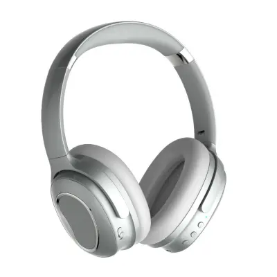 Bežične slušalice preko uha s aktivnim poništavanjem buke (Dual-Feed ANC), Bluetooth, baterija 500 mAh, dugo trajanje reprodukcije Srebrna