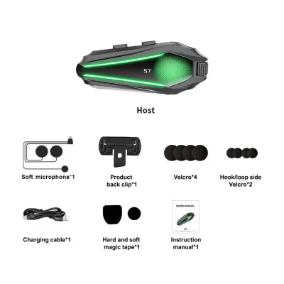 Motociklističke kacige Long-Run Bluetooth slušalice visoke vjernosti s mekim mikrofonom — 1000 mAh, 30 sati, IP67, Bluetooth 5.4, domet 1200 m