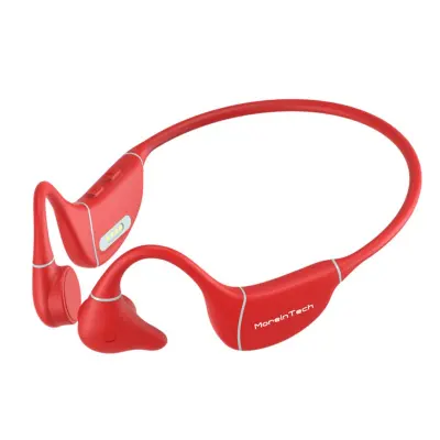 Seahorse Series slušalice s koštanom provodljivošću Bluetooth s ugrađenim MP3 uređajem, od silikona i titanijeve legure, Bluetooth 5.4, IPX5 Red