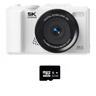 Retro bezrcalni fotoaparat 75MP s 5K videom i 180° okretni zaslon White
