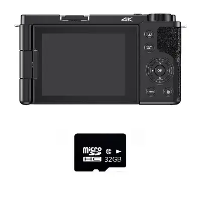 Digitalni fotoaparat W11 12x optički zum, 4K, 64MP, 270° ekran, 32GB Black
