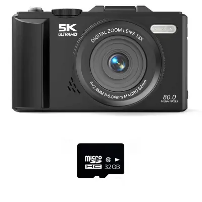 Retro bezrcalni fotoaparat 75MP s 5K videom i 180° okretni zaslon Black