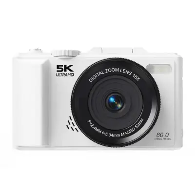 Retro bezzrcalni fotoaparat 75MP 5K video, 180° flip zaslon White