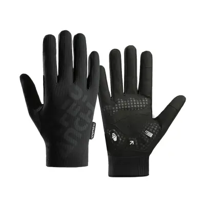 Prozračne punoprstne biciklističke rukavice s SBR 5mm potplatom Black