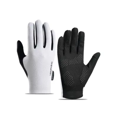 Punoprstne prozračne biciklističke rukavice 5mm SBR, brzo sušenje White