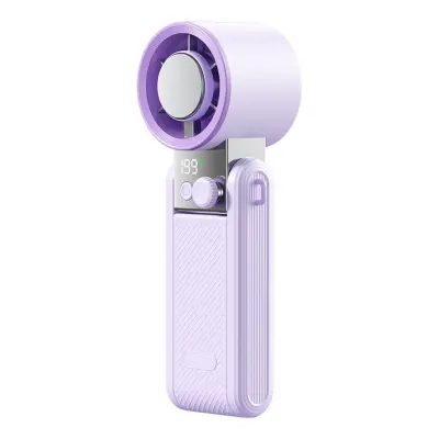 Dodirni trodijelni sklopivi ručni ventilator s ledom, 199 brzina USB Purple