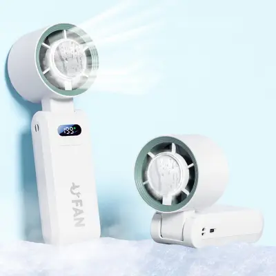 Prijenosni mini ventilator 4000mAh — turbo hlađenje, sklopivi 3u1 White