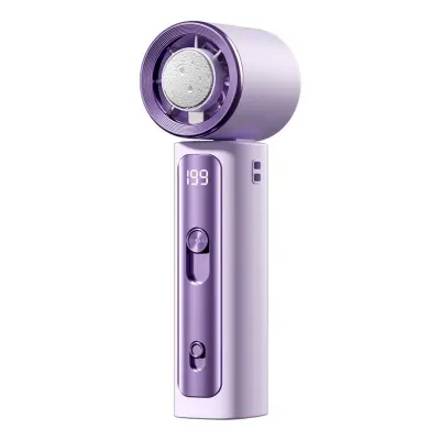 Ručni mini ventilator s poluvodičkim hlađenjem, USB i LED zaslonom Purple
