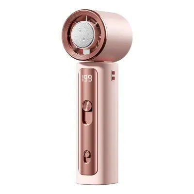 Ručni mini ventilator s poluvodičkim hlađenjem, USB i LED zaslonom Pink