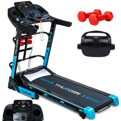 Električna traka za trčanje THUNDER REACT-DS-BLACK – 18 km/h, 3 KS, Bluetooth, nagib 15 razina