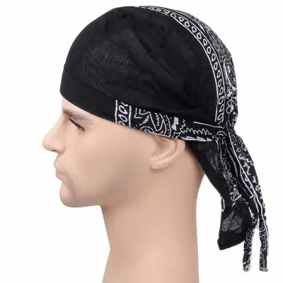 Prozračna pamučna kapica - višenamjenska bandana/piratska marama za biciklizam i kemoterapiju Crna