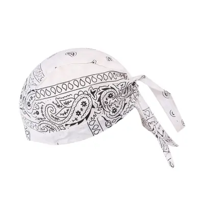 Prozračna pamučna kapica - višenamjenska bandana/piratska marama za biciklizam i kemoterapiju Bijela